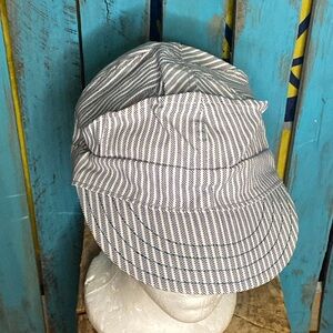 Vintage Kromer hickory stripe railroad cap 7 1/4 Union Made in USA